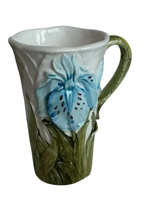 Lenwile Ardalt Flowerpot Majolica Artware Porcelain Flower Tea Set Blue Iris - Picture 14 of 14